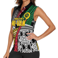 Vanuatu Proud to be Ni-van Personalised Women Sleeveless Polo Shirt with Mutis En Atan Patterns