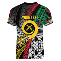 Vanuatu Proud to be Ni-van Personalised Women V-Neck T-Shirt with Mutis En Atan Patterns