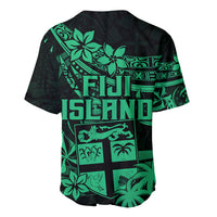Fiji Islands Baseball Jersey Coat of Arms Fijian Flower Polynesian Pattern - Green LT9 - Polynesian Pride