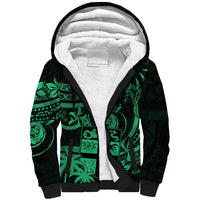 Fiji Islands Sherpa Hoodie Coat of Arms Fijian Flower Polynesian Pattern - Green LT9 Unisex Green - Polynesian Pride