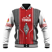 Custom Tonga Rugby Baseball Jacket Mate Maa Kupesi Style LT9 Unisex Red - Polynesian Pride