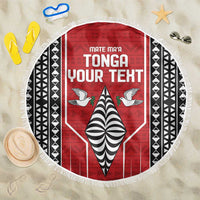 Custom Tonga Rugby Beach Blanket Mate Maa Kupesi Style LT9 One Size 150cm Red - Polynesian Pride