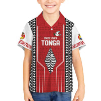 Custom Tonga Rugby Family Matching Off The Shoulder Long Sleeve Dress and Hawaiian Shirt Mate Maa Kupesi Style