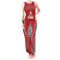 Custom Tonga Rugby Tank Maxi Dress Mate Maa Kupesi Style LT9 Women Red - Polynesian Pride