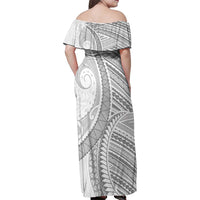 American Samoa White Sunday Family Matching Off Shoulder Maxi Dress and Hawaiian Shirt Polynesian Lotu Tamaiti - Polynesian Pride