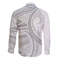 American Samoa White Sunday Family Matching Off Shoulder Short Dress and Hawaiian Shirt Polynesian Lotu Tamaiti - Polynesian Pride