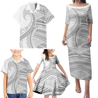 American Samoa White Sunday Family Matching Puletasi and Hawaiian Shirt Polynesian Lotu Tamaiti - Polynesian Pride