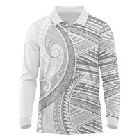 American Samoa White Sunday Long Sleeve Polo Shirt Polynesian Lotu Tamaiti - Polynesian Pride