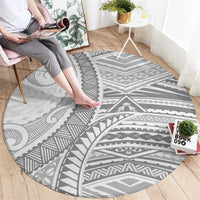 American Samoa White Sunday Round Carpet Polynesian Lotu Tamaiti - Polynesian Pride