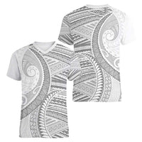 American Samoa White Sunday Women V-Neck T-Shirt Polynesian Lotu Tamaiti - Polynesian Pride