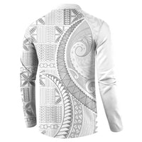 Niue White Sunday Button Sweatshirt Niuean Lotu Tamaiti Hiapo Pattern LT9 - Polynesian Pride
