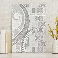Niue White Sunday Canvas Wall Art Niuean Lotu Tamaiti Hiapo Pattern LT9 Without Frame White - Polynesian Pride