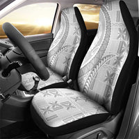 Niue White Sunday Car Seat Cover Niuean Lotu Tamaiti Hiapo Pattern - Polynesian Pride