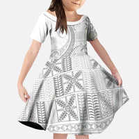 Niue White Sunday Family Matching Mermaid Dress and Hawaiian Shirt Niuean Lotu Tamaiti Hiapo Pattern - Polynesian Pride