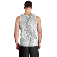 Niue White Sunday Men Tank Top Niuean Lotu Tamaiti Hiapo Pattern - Polynesian Pride