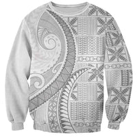 Niue White Sunday Sweatshirt Niuean Lotu Tamaiti Hiapo Pattern LT9 Unisex White - Polynesian Pride