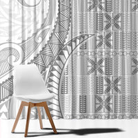Niue White Sunday Window Curtain Niuean Lotu Tamaiti Hiapo Pattern - Polynesian Pride