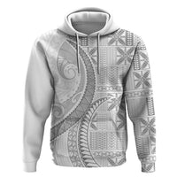 Niue White Sunday Zip Hoodie Niuean Lotu Tamaiti Hiapo Pattern - Polynesian Pride