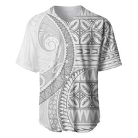 Polynesian White Sunday Baseball Jersey Lotu Tamaiti Melanesian Pattern - Polynesian Pride