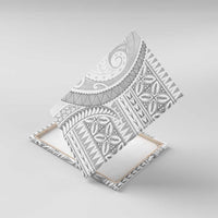Polynesian White Sunday Canvas Wall Art Lotu Tamaiti Melanesian Pattern LT9 With Frame White - Polynesian Pride