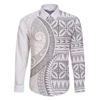 Polynesian White Sunday Family Matching Off Shoulder Short Dress and Hawaiian Shirt Lotu Tamaiti Melanesian Pattern - Polynesian Pride