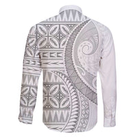 Polynesian White Sunday Family Matching Tank Maxi Dress and Hawaiian Shirt Lotu Tamaiti Melanesian Pattern - Polynesian Pride