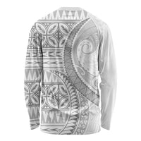 Polynesian White Sunday Long Sleeve Shirt Lotu Tamaiti Melanesian Pattern LT9 - Polynesian Pride