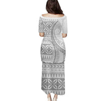 Polynesian White Sunday Puletasi Lotu Tamaiti Melanesian Pattern - Polynesian Pride