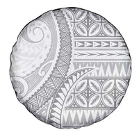 Polynesian White Sunday Spare Tire Cover Lotu Tamaiti Melanesian Pattern - Polynesian Pride