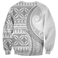 Polynesian White Sunday Sweatshirt Lotu Tamaiti Melanesian Pattern LT9 - Polynesian Pride