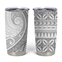 Polynesian White Sunday Tumbler Cup Lotu Tamaiti Melanesian Pattern - Polynesian Pride