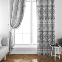 Polynesian White Sunday Window Curtain Lotu Tamaiti Melanesian Pattern - Polynesian Pride
