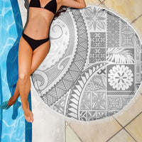 Samoa Siapo White Sunday Beach Blanket Lotu Tamaiti Polynesian White Pattern LT9 - Polynesian Pride