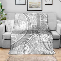 Samoa Siapo White Sunday Blanket Lotu Tamaiti Polynesian White Pattern - Polynesian Pride