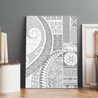 Samoa Siapo White Sunday Canvas Wall Art Lotu Tamaiti Polynesian White Pattern - Polynesian Pride