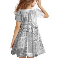 Samoa Siapo White Sunday Family Matching Mermaid Dress and Hawaiian Shirt Lotu Tamaiti Polynesian White Pattern - Polynesian Pride