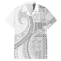 Samoa Siapo White Sunday Family Matching Puletasi and Hawaiian Shirt Lotu Tamaiti Polynesian White Pattern - Polynesian Pride