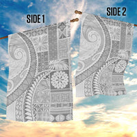Samoa Siapo White Sunday Garden Flag Lotu Tamaiti Polynesian White Pattern - Polynesian Pride