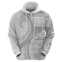 Samoa Siapo White Sunday Hoodie Lotu Tamaiti Polynesian White Pattern - Polynesian Pride