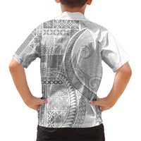 Samoa Siapo White Sunday Kid Hawaiian Shirt Lotu Tamaiti Polynesian White Pattern - Polynesian Pride