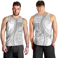 Samoa Siapo White Sunday Men Tank Top Lotu Tamaiti Polynesian White Pattern - Polynesian Pride