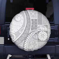 Samoa Siapo White Sunday Spare Tire Cover Lotu Tamaiti Polynesian White Pattern - Polynesian Pride