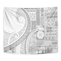 Samoa Siapo White Sunday Tapestry Lotu Tamaiti Polynesian White Pattern - Polynesian Pride