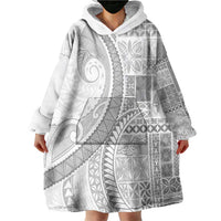 Samoa Siapo White Sunday Wearable Blanket Hoodie Lotu Tamaiti Polynesian White Pattern LT9 - Polynesian Pride