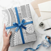 Samoa Siapo White Sunday Wrapping Paper Lotu Tamaiti Polynesian White Pattern - Polynesian Pride