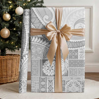 Samoa Siapo White Sunday Wrapping Paper Lotu Tamaiti Polynesian White Pattern - Polynesian Pride