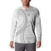 Tokelau White Sunday Button Sweatshirt Lotu Tamaiti Ngatu Tokelau Feletoa Manulua - Polynesian Pride