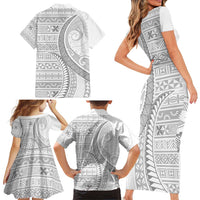 Tokelau White Sunday Family Matching Short Sleeve Bodycon Dress and Hawaiian Shirt Lotu Tamaiti Ngatu Tokelau Feletoa Manulua - Polynesian Pride