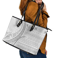 Tokelau White Sunday Leather Tote Bag Lotu Tamaiti Ngatu Tokelau Feletoa Manulua - Polynesian Pride