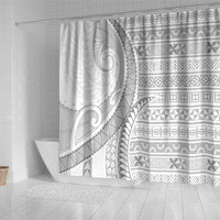Tokelau White Sunday Shower Curtain Lotu Tamaiti Ngatu Tokelau Feletoa Manulua - Polynesian Pride
